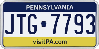 PA license plate JTG7793