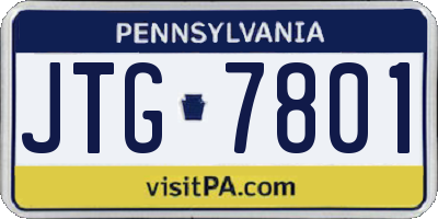 PA license plate JTG7801