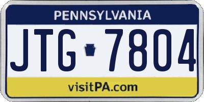 PA license plate JTG7804