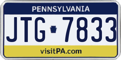 PA license plate JTG7833