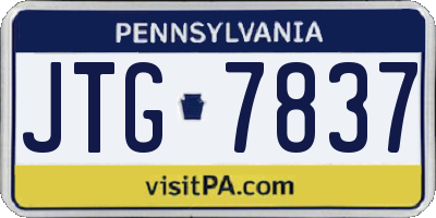 PA license plate JTG7837
