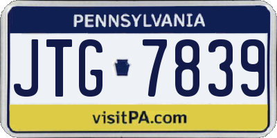 PA license plate JTG7839
