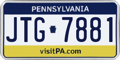 PA license plate JTG7881