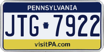 PA license plate JTG7922