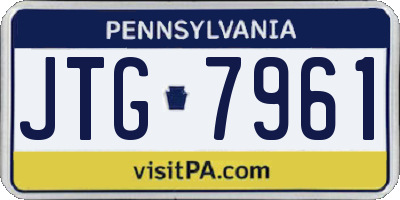 PA license plate JTG7961