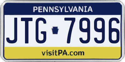 PA license plate JTG7996