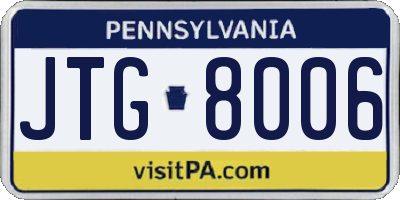 PA license plate JTG8006