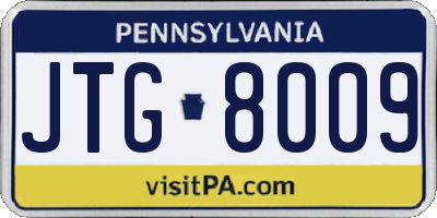 PA license plate JTG8009