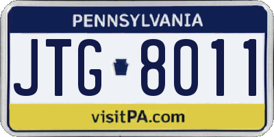 PA license plate JTG8011