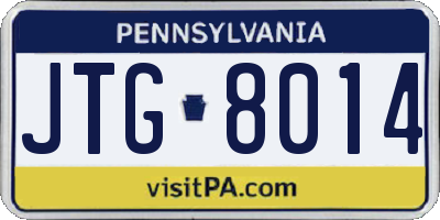 PA license plate JTG8014