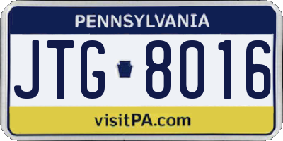 PA license plate JTG8016