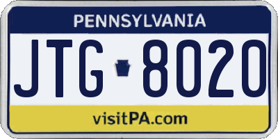 PA license plate JTG8020