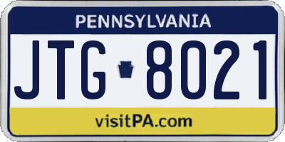 PA license plate JTG8021