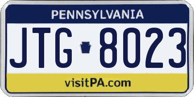 PA license plate JTG8023