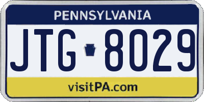 PA license plate JTG8029