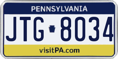 PA license plate JTG8034