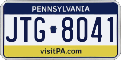 PA license plate JTG8041