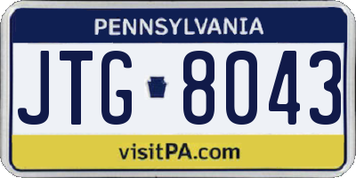 PA license plate JTG8043