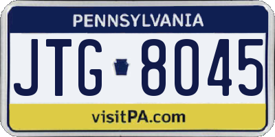 PA license plate JTG8045