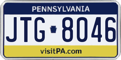 PA license plate JTG8046