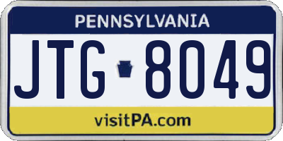 PA license plate JTG8049