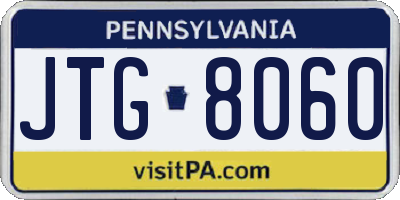 PA license plate JTG8060