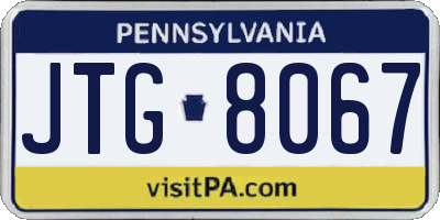 PA license plate JTG8067