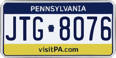 PA license plate JTG8076