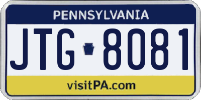 PA license plate JTG8081