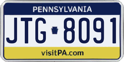 PA license plate JTG8091