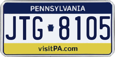 PA license plate JTG8105