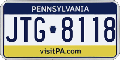 PA license plate JTG8118