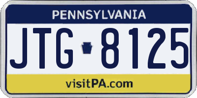 PA license plate JTG8125