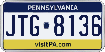 PA license plate JTG8136