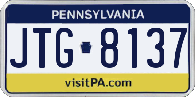 PA license plate JTG8137