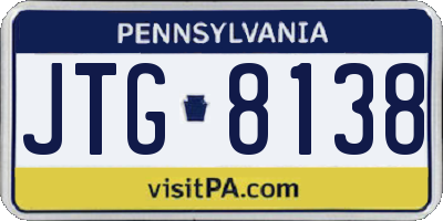 PA license plate JTG8138