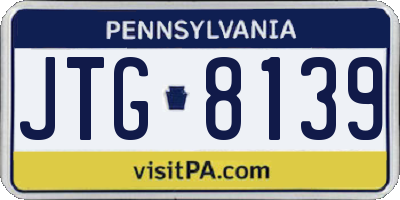 PA license plate JTG8139