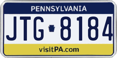 PA license plate JTG8184