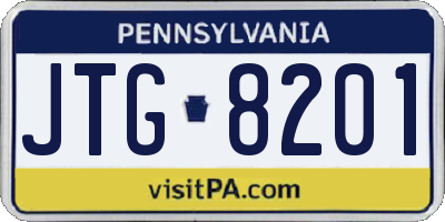 PA license plate JTG8201