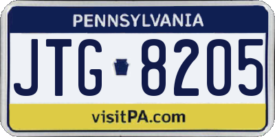 PA license plate JTG8205