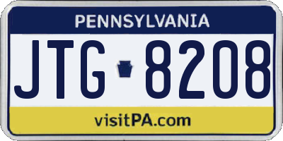 PA license plate JTG8208