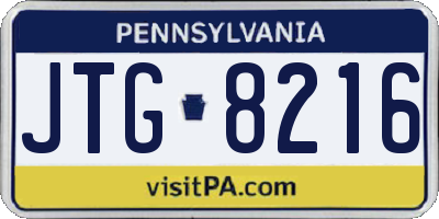 PA license plate JTG8216