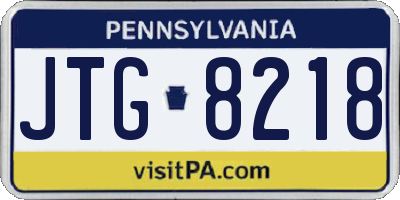 PA license plate JTG8218