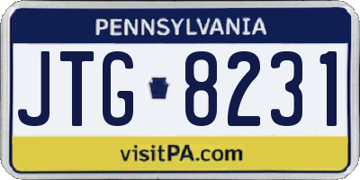 PA license plate JTG8231