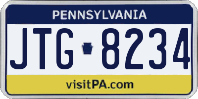 PA license plate JTG8234