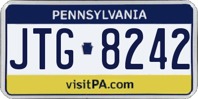 PA license plate JTG8242