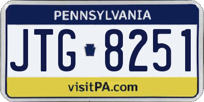 PA license plate JTG8251