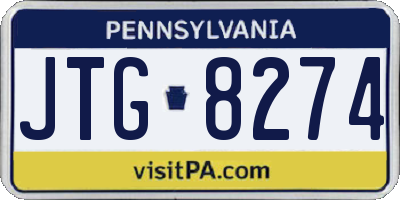 PA license plate JTG8274