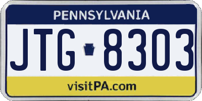 PA license plate JTG8303