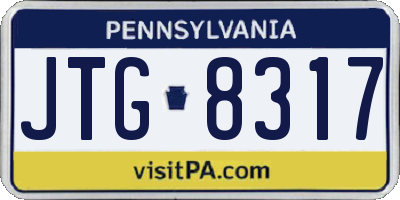 PA license plate JTG8317